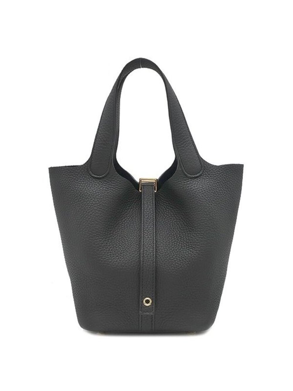 Hermes Handbag Picotin Lock 18 PM Taurillon Clemence Black Gold
